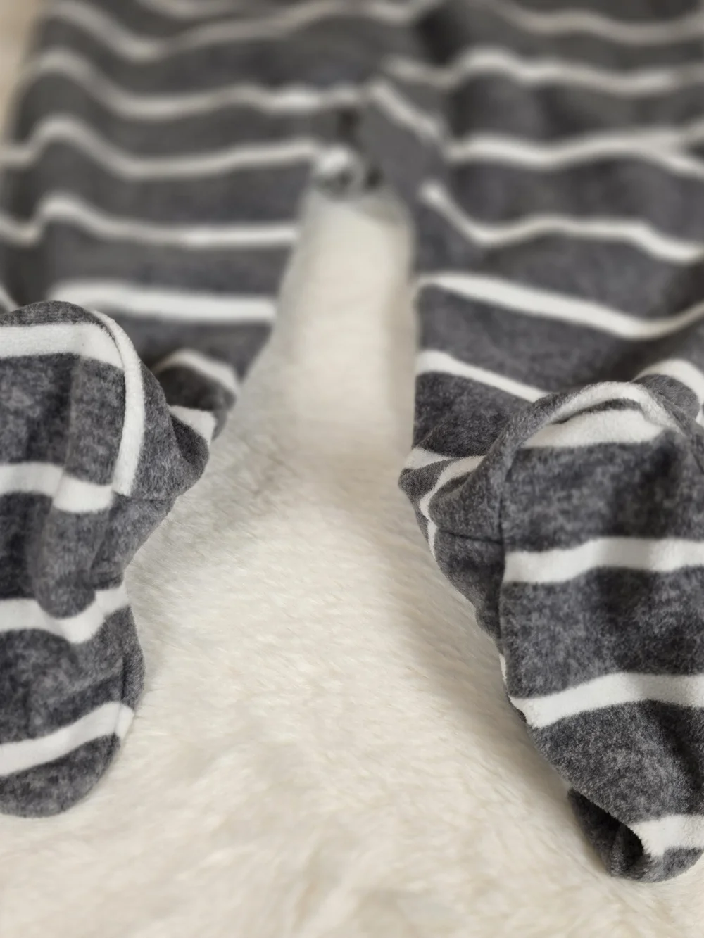 Carter's Fleece Gray & White Striped Penguin Footed One-Piece